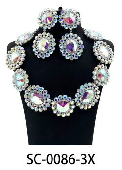 SC-0086 3X CRYSTAL NECKLACE POST EARRING