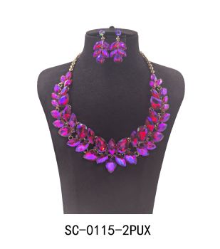 SC-0115-2PUX  PU/AB NECKLACE SET 