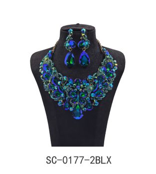 SC-0177-2BLX NECKLACE SET BL AB