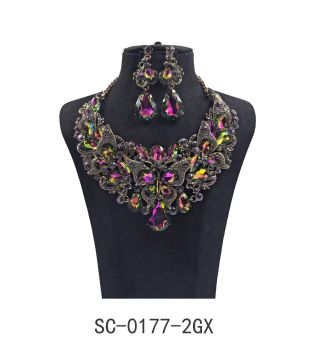 SC-0177-2GX NECKLACE SET BL AB