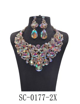 SC-0177-2X NECKLACE SET BL AB