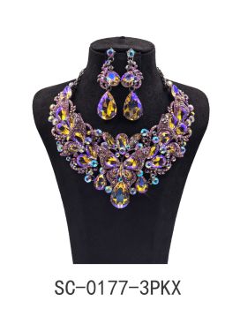SC-9177-3PKX PK AB NECKLACE SET SET