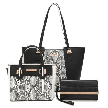 SET16405 BK NICOLE LEE SHOPPER BAG 3PC SETS