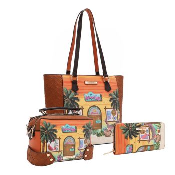 SET17297 SUN AND SAND NICOLE LEE 3PC HANDBAG SET
