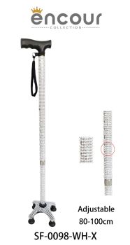 SF-0098 WT/X RHINESTONE QUARD CANE