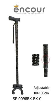 SF-0098 BK/CR RHINESTONE QUARD CANE