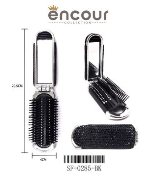 SF-0285BK FOLDING HAIR BRUSH AND MIROR