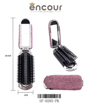 SF-0285PK FOLDING HAIR BRUSH AND MIROR