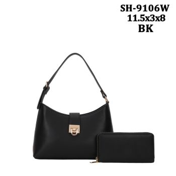 SH9106W BK DESIGNER CROSS BODY BAG WITH WALLET