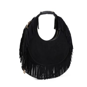 SJ30109BK SAUDADE FRINGE HOBO BAG