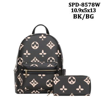 SPD-8578W BK/BG BACKPACK WITH WALLET