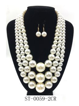 ST-0059GD-2CR PEAR NECKLACE SET
