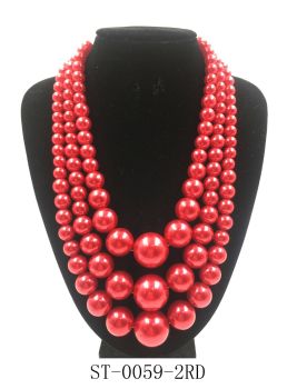 ST-0059GD-2RD PEAR NECKLACE SET