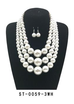 ST-0059SL-2CR PEAR NECKLACE SET