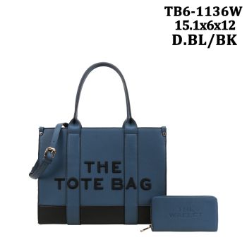 TB6-1136W D BL BRICF CASE SHOPPING BAG WITH WALLET