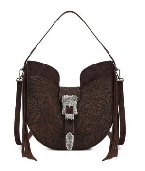 TR-HB-220-918-CF Trinity Ranch Floral Tooled Crossbody Bag