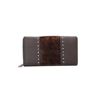 TR132-W010 CF Trinity Ranch Hair-On Studded Collection Secretary Style Wallet
