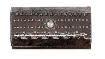 TR136-W018 CF  Trinity Ranch Hair-On Cowhide Collection Wallet