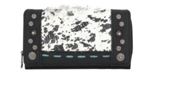 TR140-W010 BK Trinity Ranch Hair-On Cowhide Collection Wallet