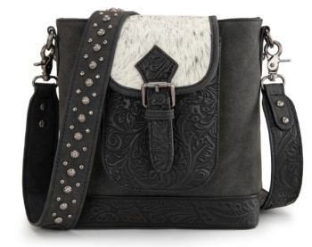 TR185G-9360BK Trinity Ranch Genuine Hair-On Cowhide Tooled 
