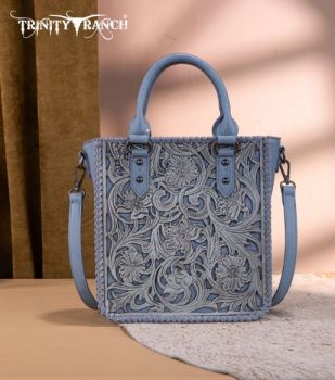 TR192-8368JN Trinity Ranch Floral Tooled Collection Tote/Crossbod