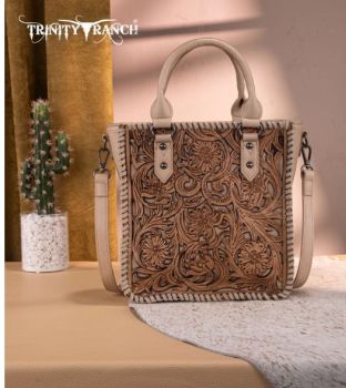 TR192-8368TN Trinity Ranch Floral Tooled Collection Tote/Crossbod