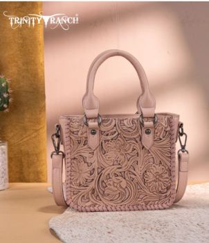 TR192-8800PK Trinity Ranch Floral Tooled Collection Mini Tote/Crossbody