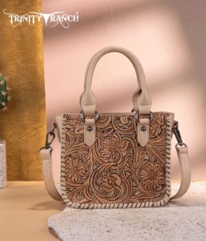 TR192-8800TN Trinity Ranch Floral Tooled Collection Mini Tote/Crossbody