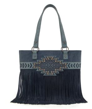 TR196G-8317 NV Trinity Ranch Aztec Tooled Fringe Concealed Carry Tote