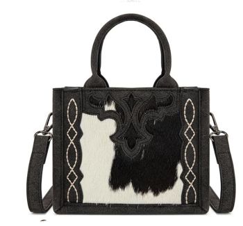 TR198-8121BK Trinity Ranch Western Hair-On Cowhide Mini Tote/Crossbody