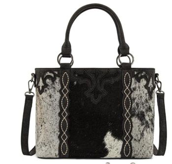 TR198G-8899BK Trinity Ranch Genuine Hair-On Cowhide Collection Concealed Carry Tote