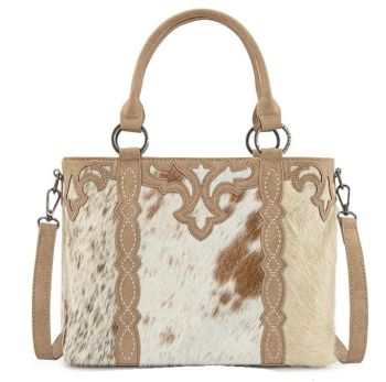 TR198G-8899TN Trinity Ranch Genuine Hair-On Cowhide Collection Concealed Carry Tote