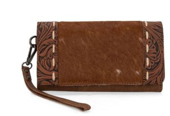 TR199-W018BR  Trinity Ranch Hair-On Cowhide Toole Collection Wallet 