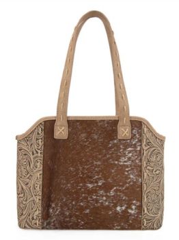 TR199G-8260TN Trinity Ranch Genuine Hair-On Cowhide Tooled Concealed Carry Tote