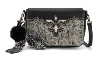 TR202-8320BK Trinity Ranch Genuine Cowhide Crossbody