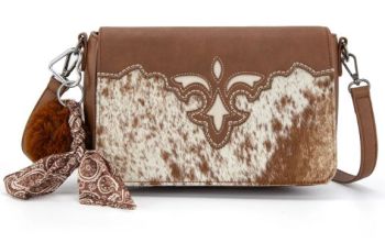TR202-8320BR Trinity Ranch Genuine Cowhide Crossbody