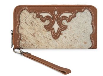 TR202-W2001BR Trinity Ranch Hair-On Cowhide RFID Protected Collection Wallet
