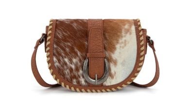 TR204-8360 BR Trinity Ranch Western Hair-On Cowhide Saddle Crossbody