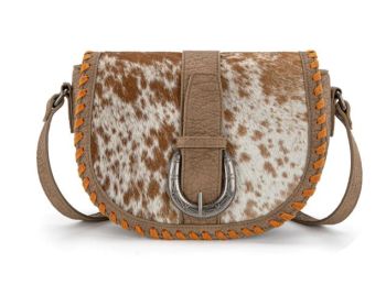 TR204-8360 KH Trinity Ranch Western Hair-On Cowhide Saddle Crossbody