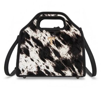 TR206-8360BK Trinity Ranch Genuine Hair-On Cowhide Satchel Crossbody Bag 