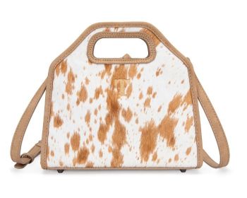 TR206-8360TN Trinity Ranch Genuine Hair-On Cowhide Satchel Crossbody Bag 