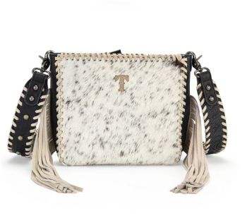 TR207-8360BK Trinity Ranch Cowhide Fringe Crossbody Bag