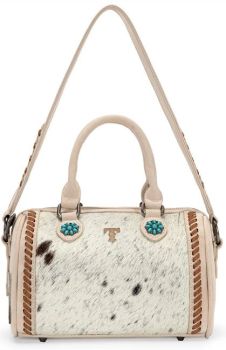 TR209-8323TN Trinity Ranch Cowhide Print Crossbody Bag