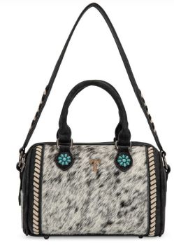 TR209-8323BK Trinity Ranch Cowhide Print Crossbody Bag