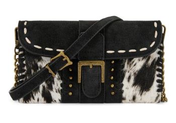 TR209-W2006BK Trinity Ranch Western Cowhide Buckle Crossbody Wallet Bag