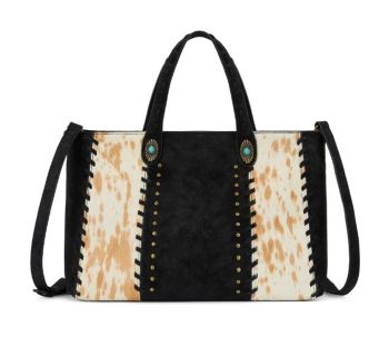 TR209H-8250BK/BR Trinity Ranch Cowhide Western Tote Bag