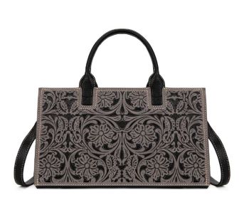 TR214-8802BK Trinity Ranch Floral Tooled Leather Western Satchel Tote Bag