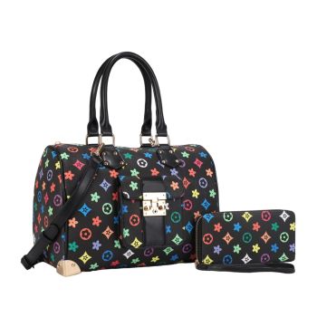 UM-31532 SET BK/BK DESIGNER MONO GLAM WITH WALLET