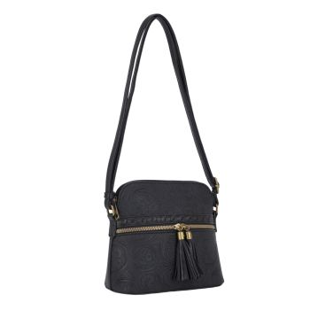 US-20773 BK/BK  EMBOSSED CROSS BODY BAG