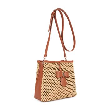 US-5393 BR/NT STRAW CROSS BODY BAG